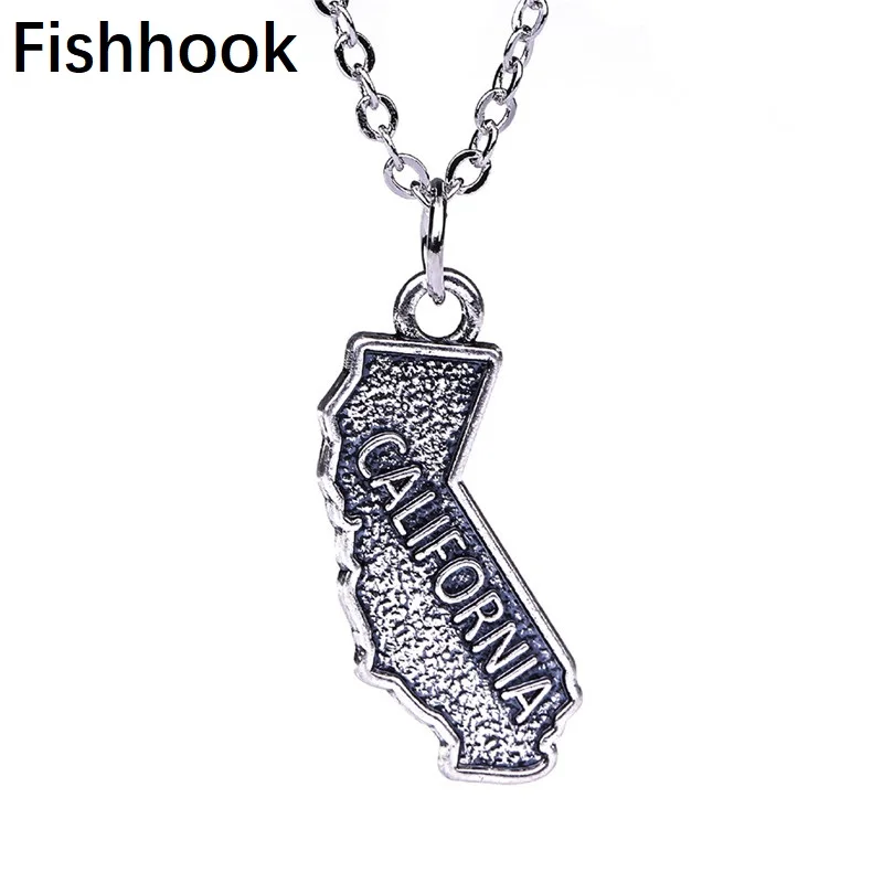 Fishhook ювелирные изделия США штат Калифорния Карта ожерелья и кулоны