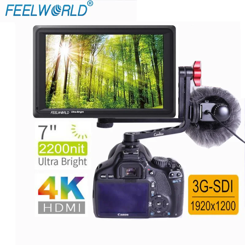 7 дюймовый IPS монитор FEELWORLD FW279S с двойной L образной камерой 2200nits 3G SDI 4K HDMI полевой