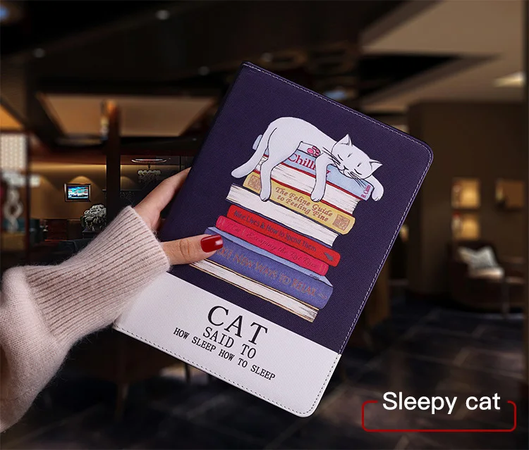 Защитный чехол для планшета для apple ipad 2 3 4 Флип Смарт Стенд Крышка искусственная кожа милый кот иллюстрация чехол A1395 A1396