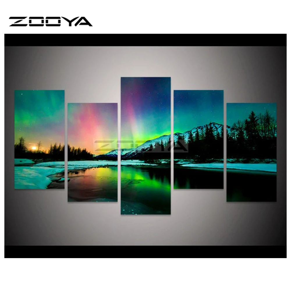 ZOOYA 5 шт. мозаика полная Алмазная вышивка красочная Аврора Borealis Алмазная картина вышивка крестиком мульти-картины ремесла BK154