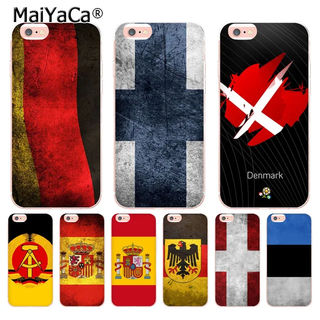 MaiYaCa Германия Дания Испания Флаг для iPhone 4S 5S 6S 7 8 Plus X XR XS MAX чехлы телефонов