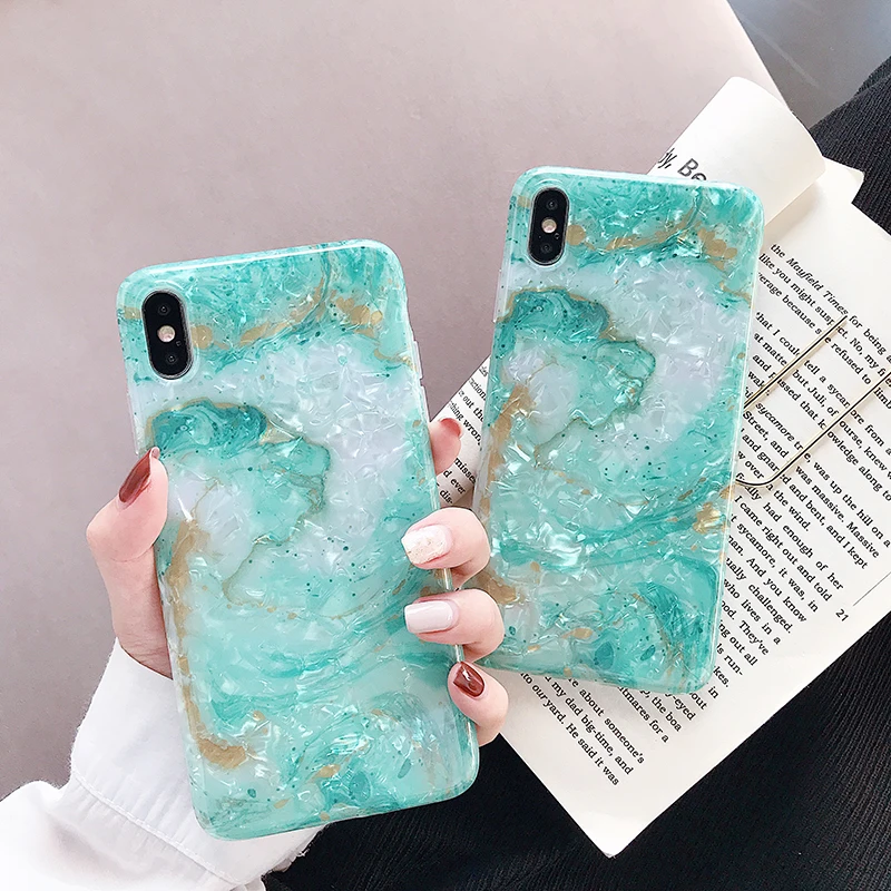 Чехол для телефона с акварельным рисунком iPhone XS Max X XR 7 8 Plus мягкий чехол мраморным