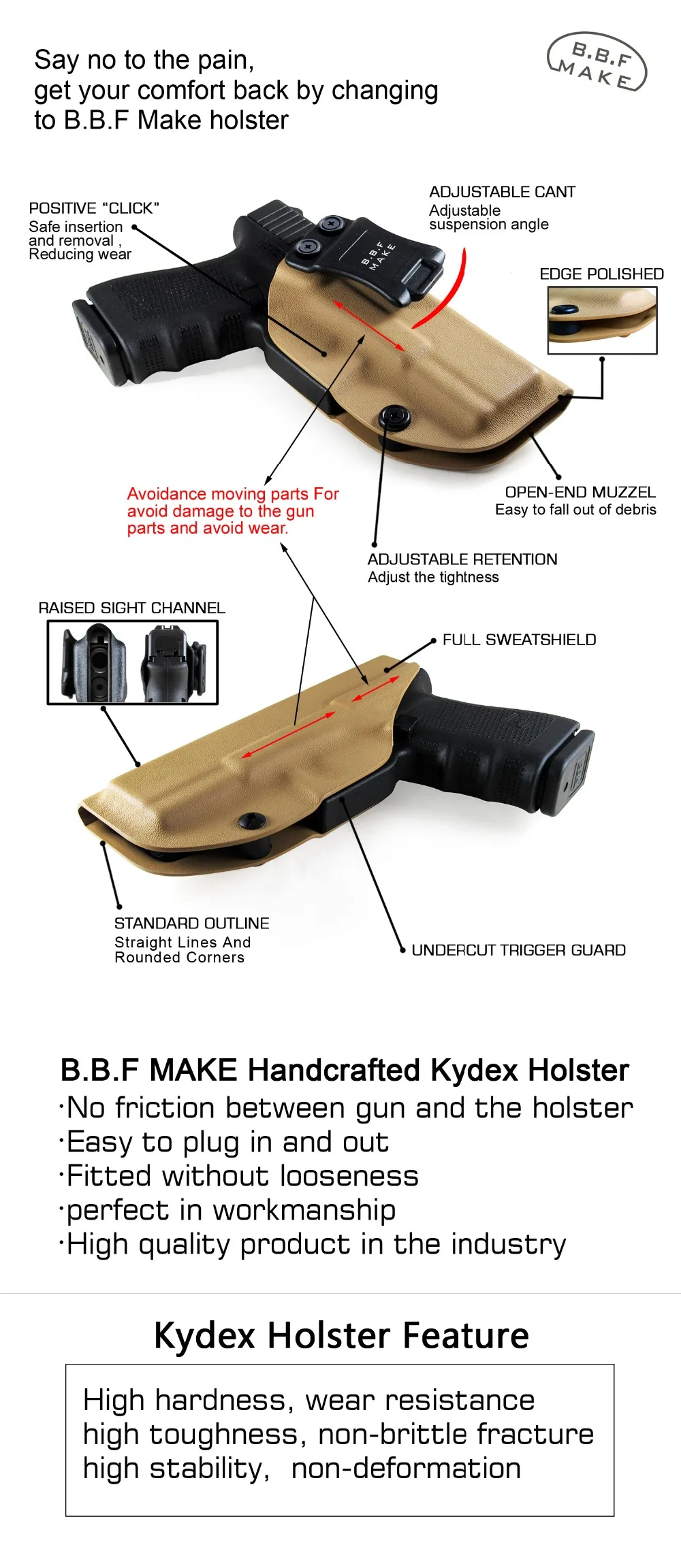 B.B.F Make Тотем Змеи IWB KYDEX кобура для пистолета для: Glock 19 17 22 23 26 27 28 31 43 P320 VP9 Внутри Скрытого Ношения кейс для пистолета