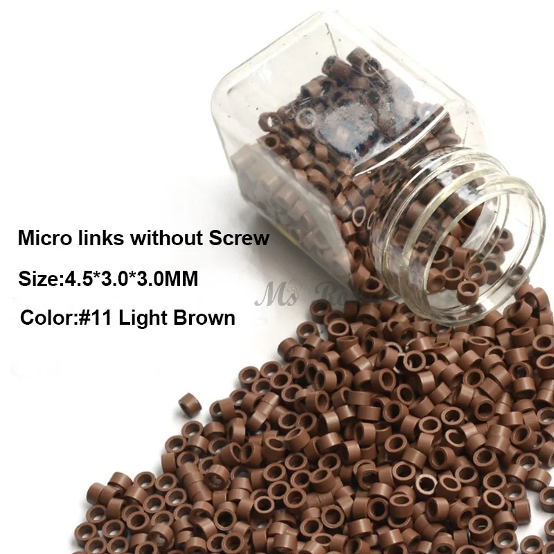 

Hair Extension Micro Rings Tools 4.5*3.0*3.0MM 1000Pcs/Bottle Hair Extension Beads Aluminum Micro Links