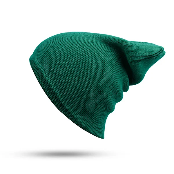 Dark green Cotton Winter Hats Outdoor Female Skullies Beanies Casual Solid Color Knitted Hat Unisex Cap For Men Hip Hop DIY Beanies - Цвет: Dark green