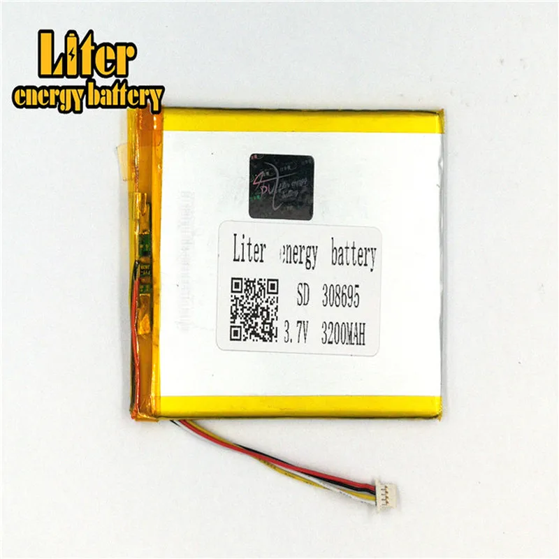 

1,0 мм 4pin разъем 308695 3,7 в 3200 мАч планшетный ПК 7 дюймов lipo батареи литий-ионный полимерный
