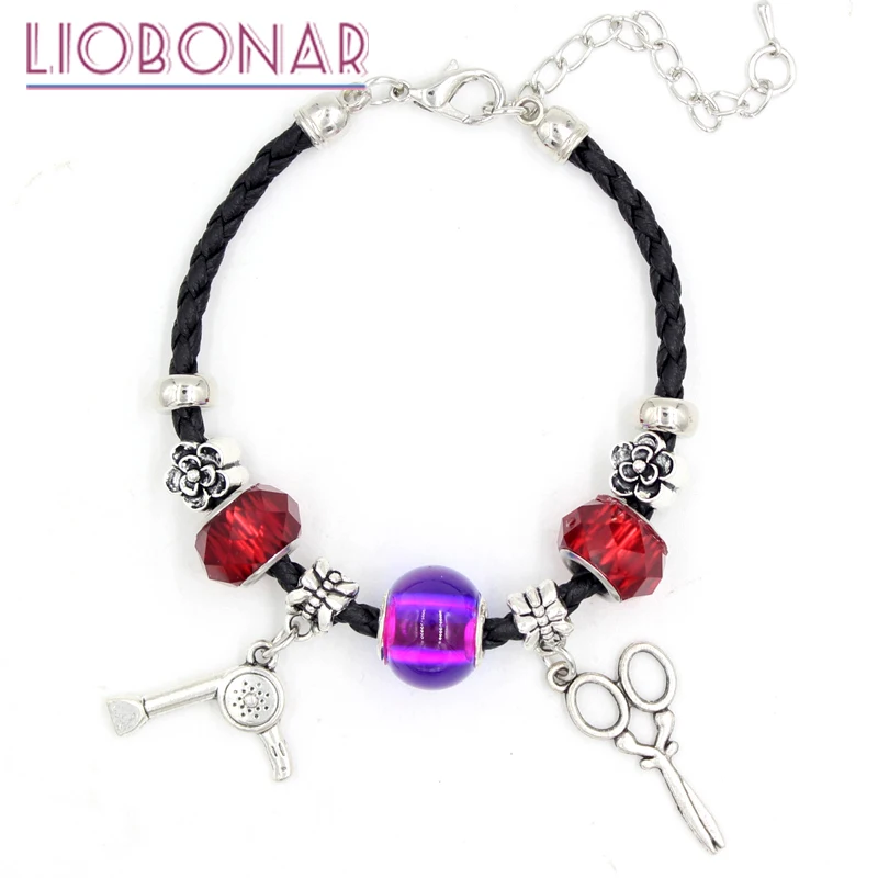 10 шт. оптовая продажа плетеный кожаный браслет аксессуары для волос ножницы фена