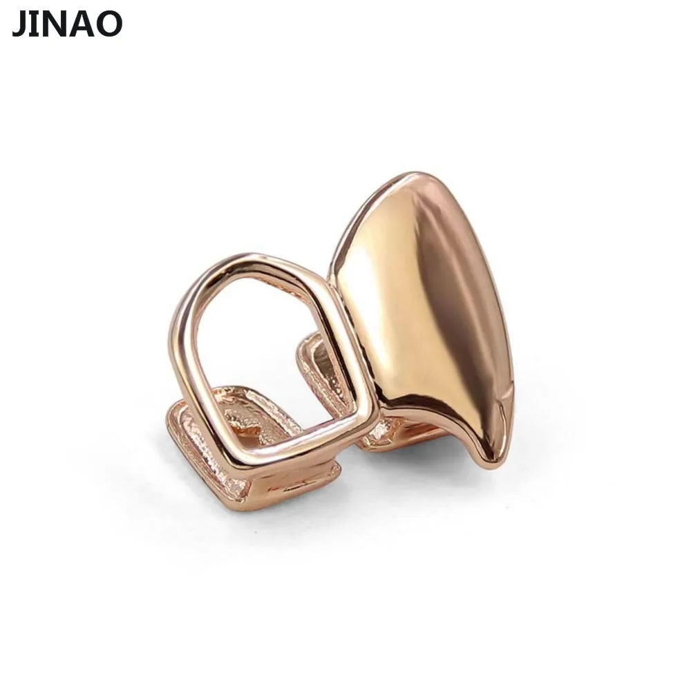 Двойная крышка JINAO Fang Grillz желтая золотая розовая Посеребренная Canine два зуба