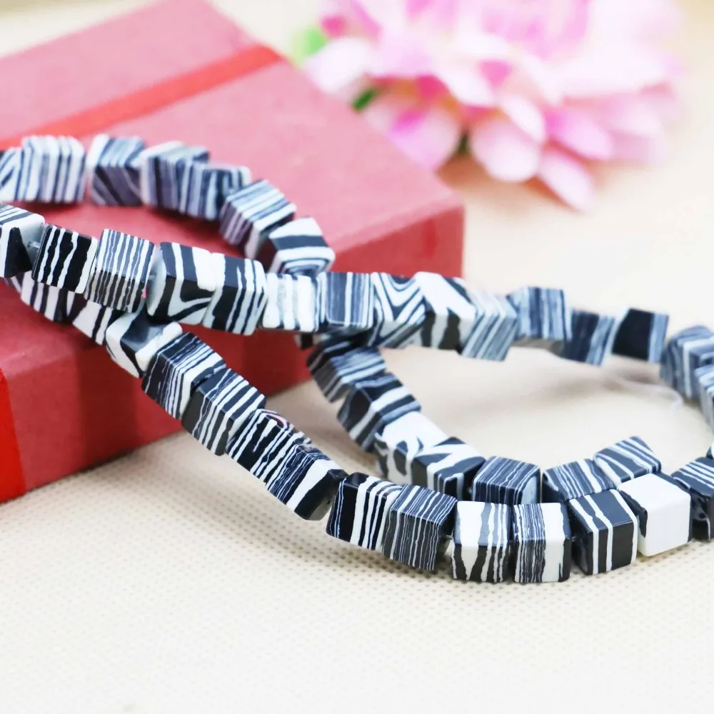 8 мм кубик черная Зебра Турция Камень свободные бусины ювелирные изделия ремесла