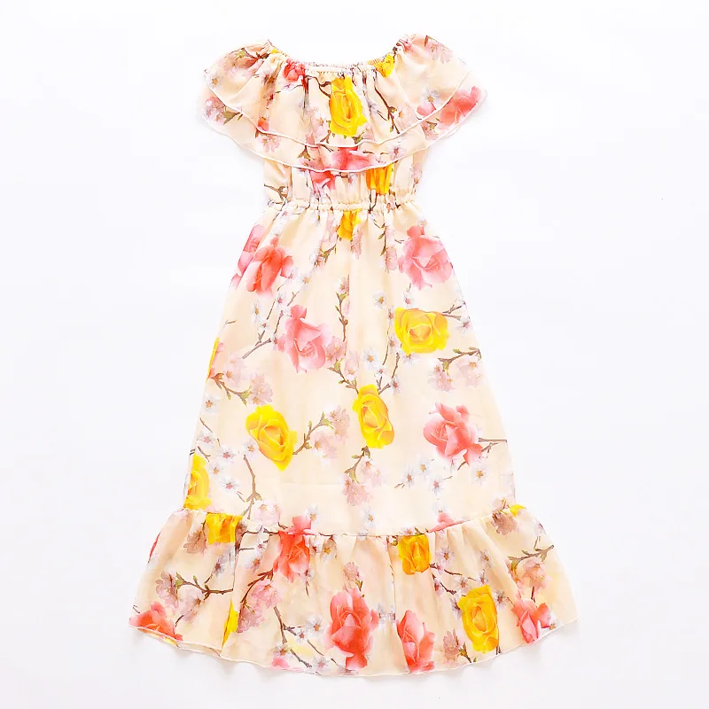 Bohemian Shouderless Teenagers Dress Girls Beach Dresses Strapless Flower Princess Girl Children Summer Kids Clothes | Детская одежда и
