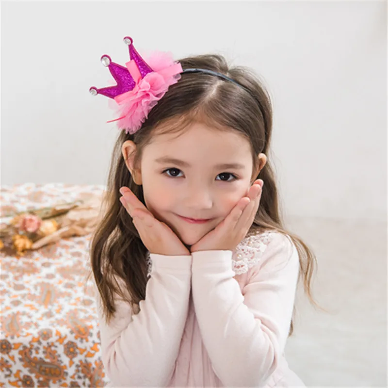 CHIMERA Girls Crown Hairbands Princess Birthday Tiara Headbands Glitter Lace Bowknot Patry Head Hoop for Kids Children | Аксессуары для