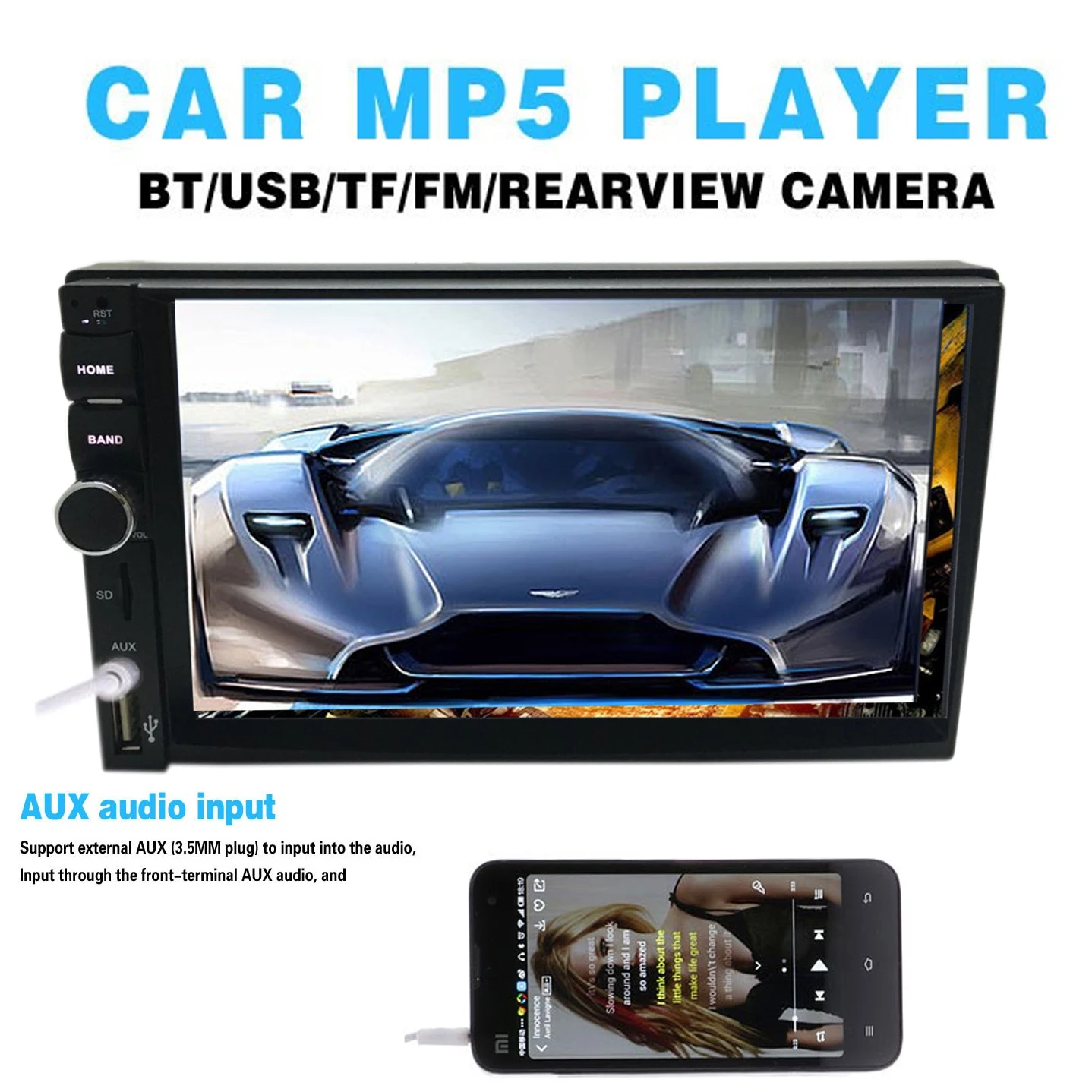 Русский 2 DIN стерео Радио плеер 7 дюймов HD в тире Сенсорный экран Bluetooth автомобиля
