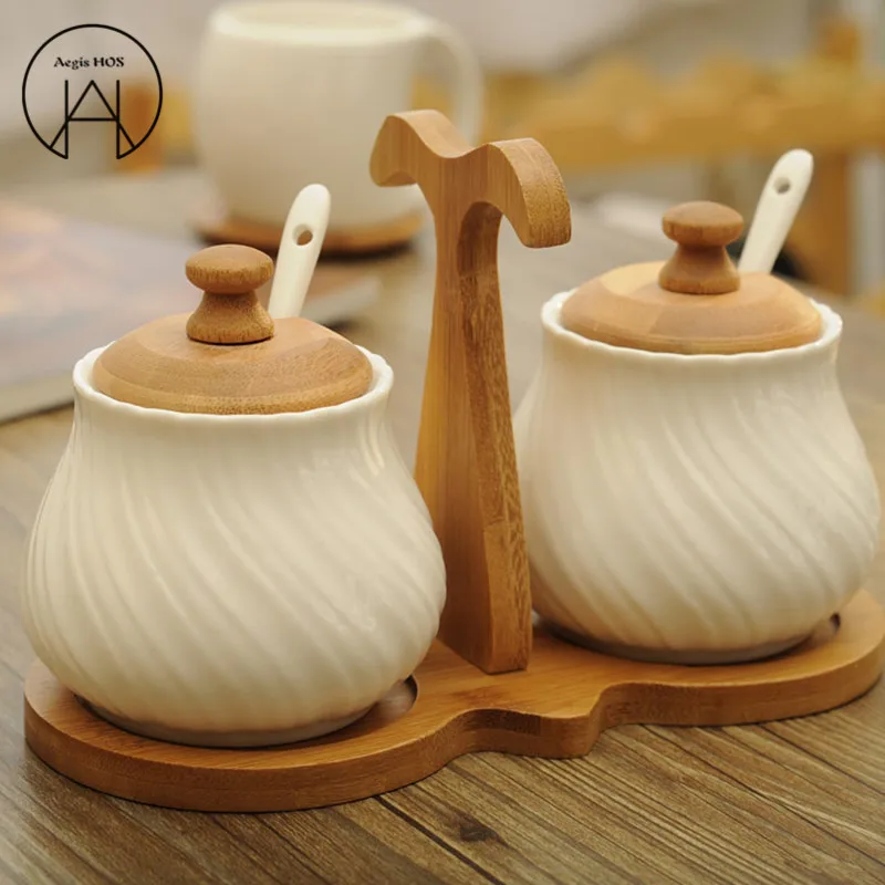Дешевые минималистский 2 комплекта сахарница керамическая приправ кухонная