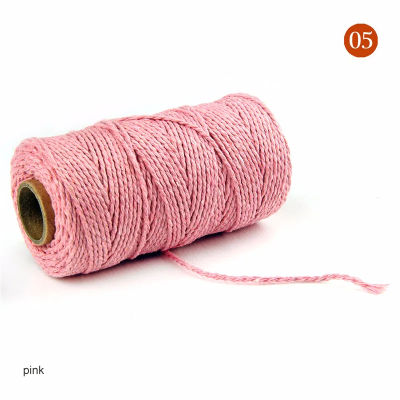 pink Витая веревка для макраме, ручная работа, сделай сам, Свадебный декор, швейная нить, ручная работа, 100 ярдов, хлопковые шнуры, 19 цветов - Цвет: pink