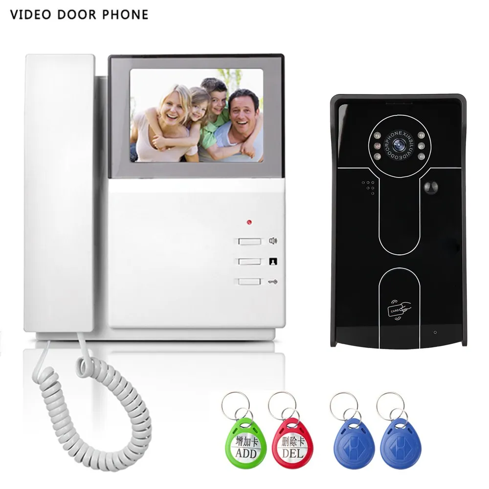 Черный видеодомофон с ЖК дисплеем 4 3 дюйма и камерой ночного видения|video doorphone|wired