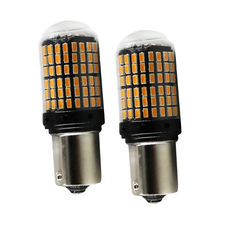 2 шт. Янтарь/Желтый 1156 светодиодный лампы 144SMD BA15S P21W 12V с can-bus указатели поворота 1156A