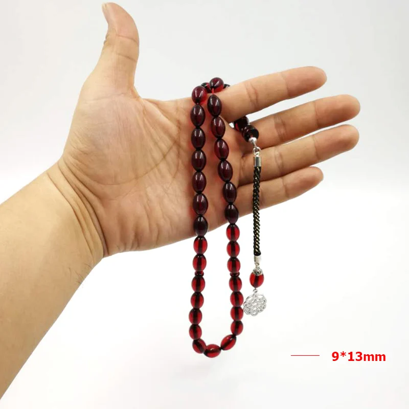 Мусульманский браслет из красной смолы Tasbih, 33 Четки из бисера, красные браслеты из бисера, брезент tespih, мужские новые стильные четки
