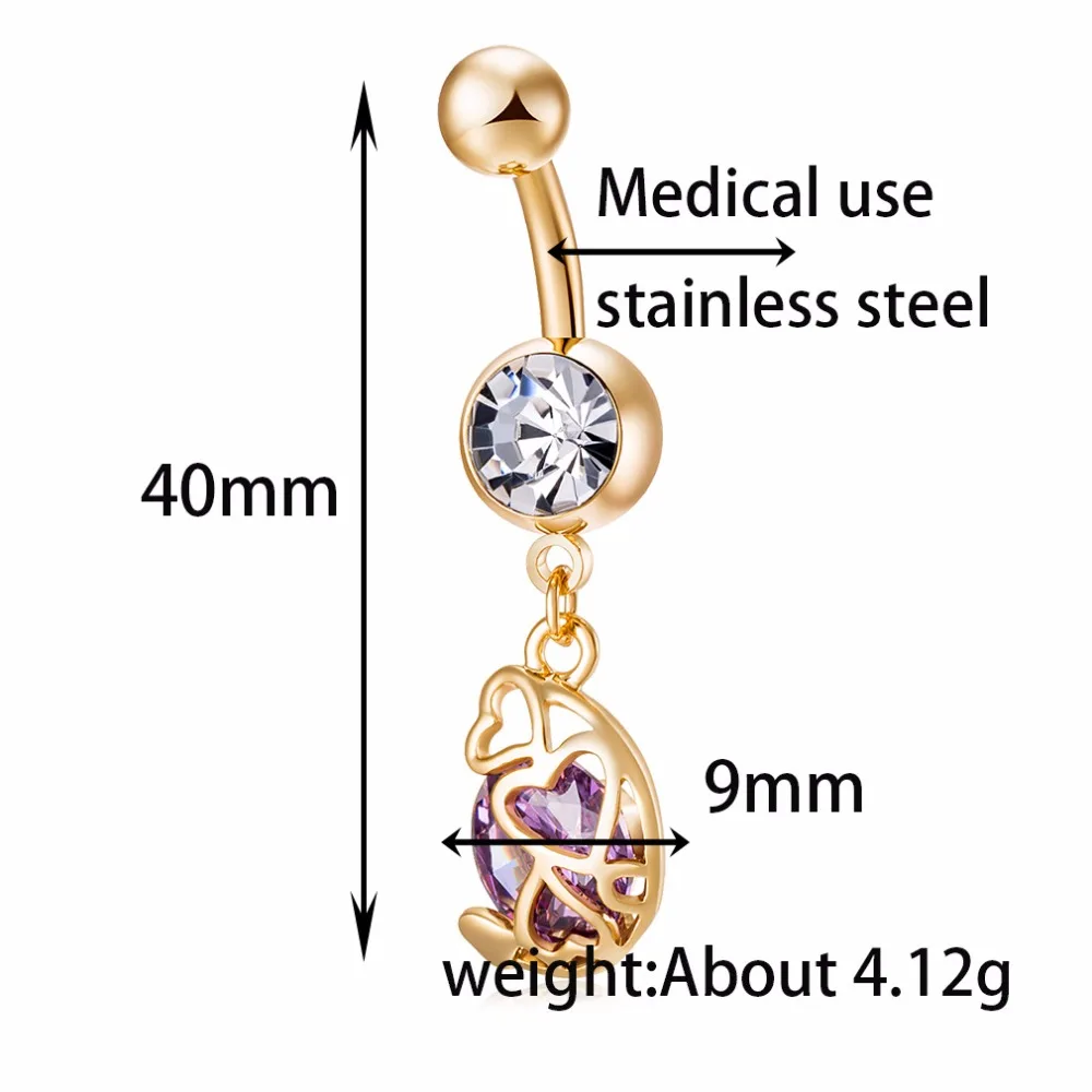 1PC Medical Steel Belly Button Rings Crystal Hollow Heart Piercing Navel Sex Body Jewelry Pircing | Украшения и аксессуары
