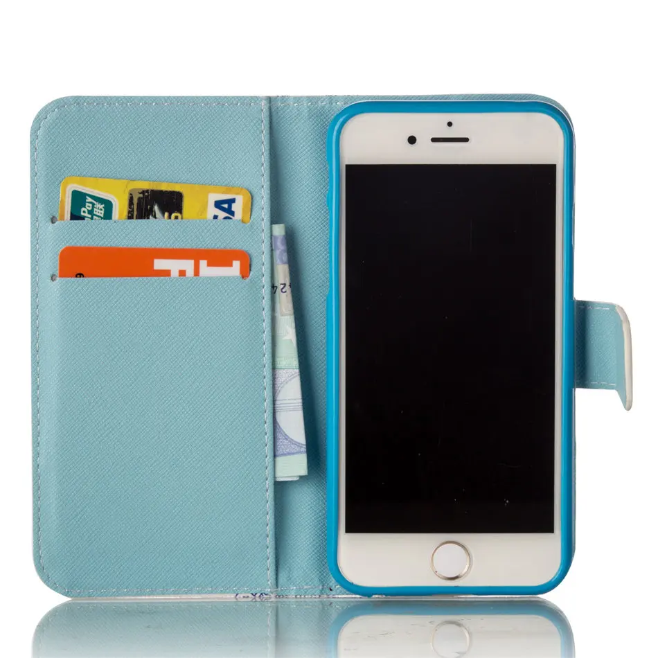 

For iPhone 7 8 6 6S Plus 5 5S SE Cover Case Leopard Flower Koala Owl Leather Stand Wallet Flip Phone Fundas New Arrival E23Z