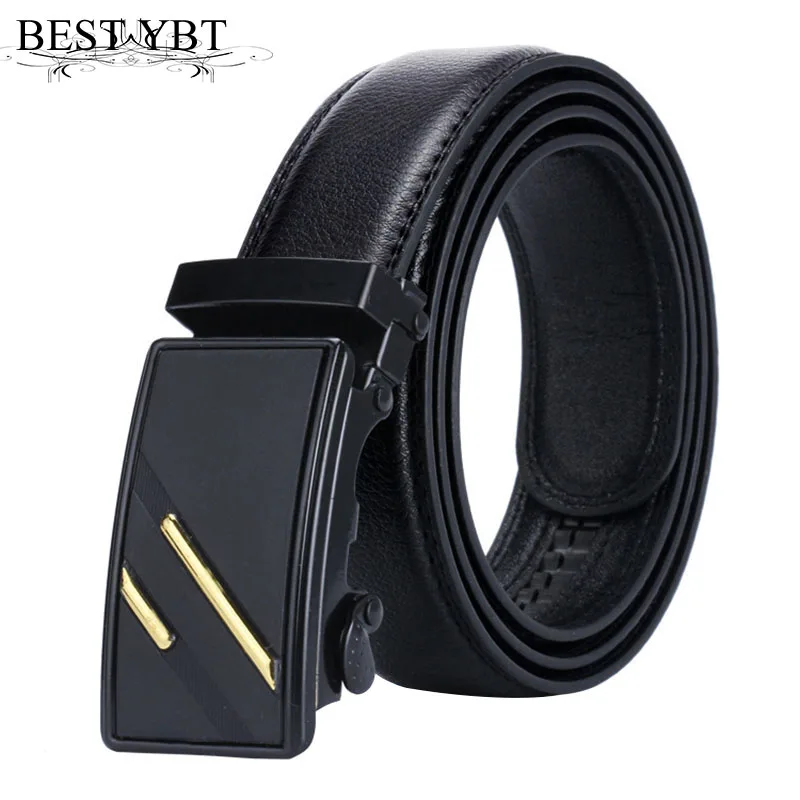 Best YBT Men belt new busniess affairs Alloy Automatic buckle belt casual simple high quality solid color black belt Men