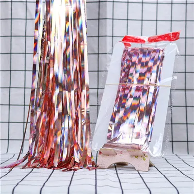 rose gold 1*2 м золотой розовый Радужный фон с пайетками полоса фольги занавеска с блестками день рождения дождь для свадьбы стены юбилей украшения - Цвет: rose gold
