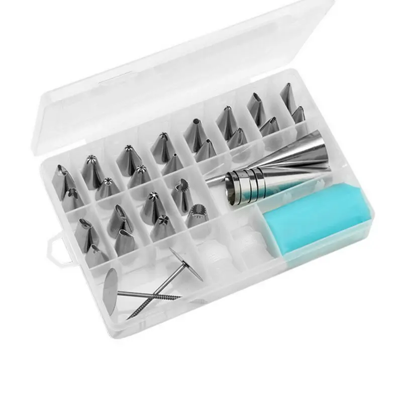 8 PCs Silicone Icing Piping Cream Pastry Bag+6 Stainless Steel Kitchen Dessert Cake Decorating Tools Nozzle DIY Tips Set