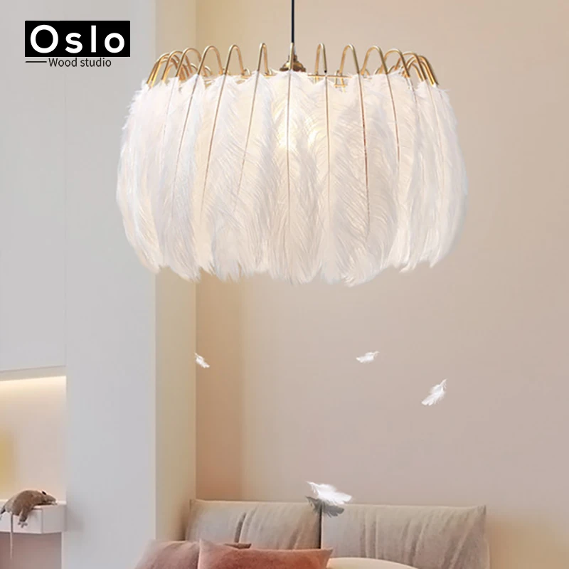Современная Минималистичная креативная Подвесная лампа с пером декоративный