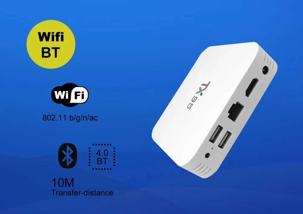TX95 Smart TV Box Android 7 1 2 Гб 16 четырехъядерный процессор Amlogic S905X 4G/5 ГГц Wifi H.265 4K HDMI 2.0a USB 3 0