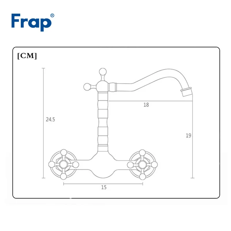 Роскошный Золотой смеситель Frap для ванной комнаты с двойной ручкой настенный