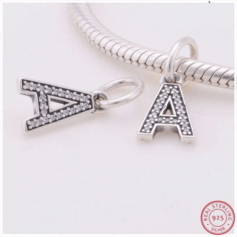 Dazzing трендовые Подвески с буквой А четким CZ DIY Fit PANDORA Серебро 925 оригинал для