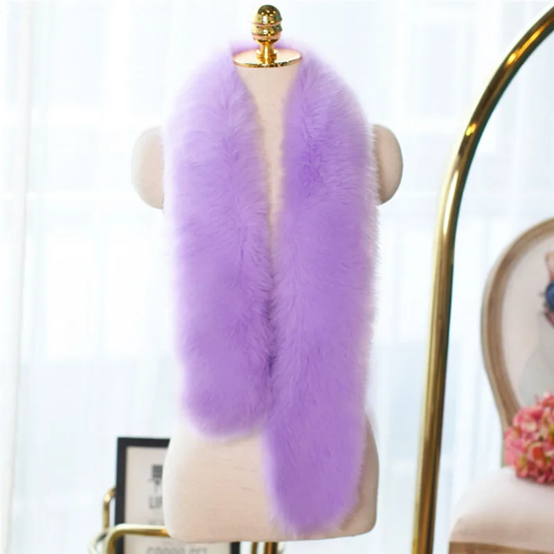 Purple Для женщин из искусственного лисьего Мех животных шарф енот Мех животных Обёрточная бумага глушитель Средства ухода за кожей Шеи Подогреватели воротник На зимнем меху Шарфы для женщин длинные 130 см 023 - Цвет: Purple