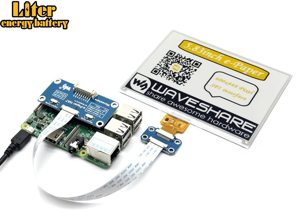 Waveshare 600x448 5 83 дюймов E Ink дисплей шляпа для Raspberry Pi желтый/черный/белый три цвета SPI