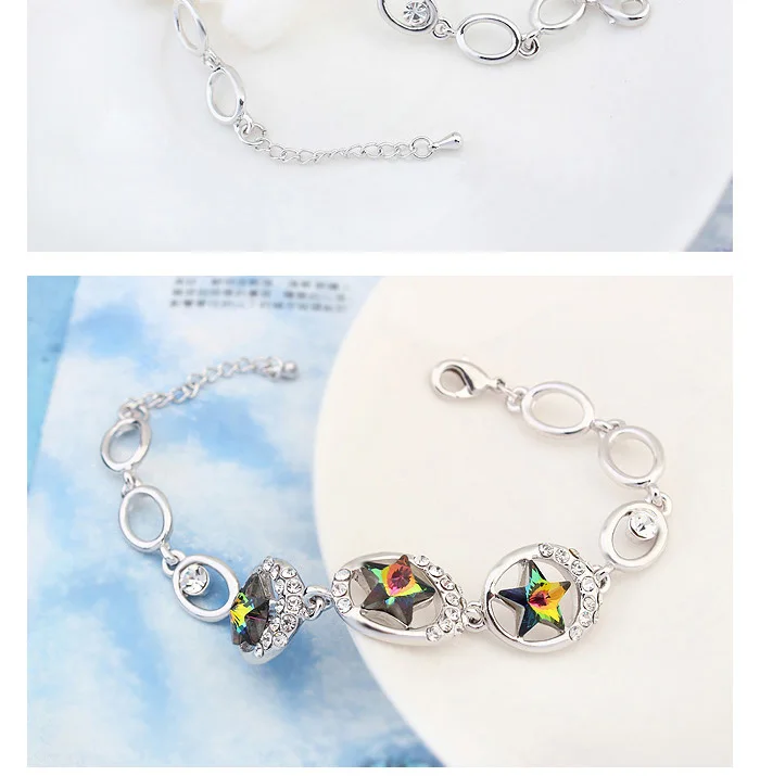 Новые кристаллы от Swarovski красивый браслет для женщин Разноцветные австрийские кристаллы Мода начать браслет-цепочка