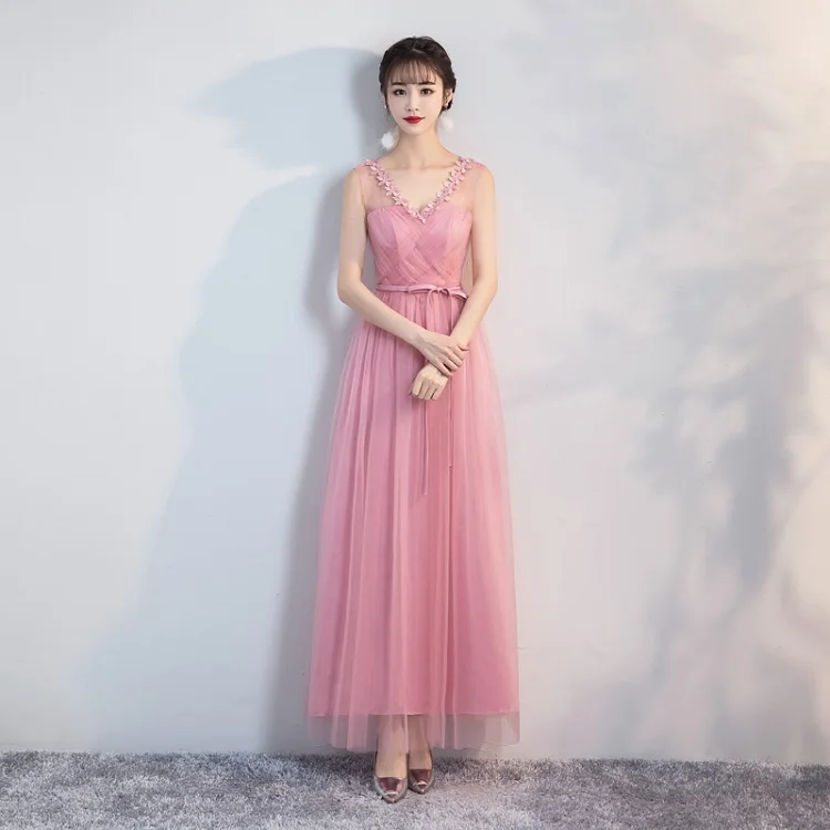 dark pink V Новое поступление, тюлевые серые платья подружек невесты,, Длинные Формальные платья для свадьбы, вечеринки, выпускного вечера, robe de soiree vestido de noiva - Цвет: dark pink V