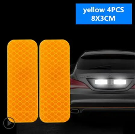 Yellow 4pcs 4 шт. автомобиля двери безопасности анти-столкновения предупреждающие светоотражающие наклейки для Mercedes Benz W202 W220 W204 W203 W210 W124 W211 AMG CLK - Цвет: Yellow 4pcs