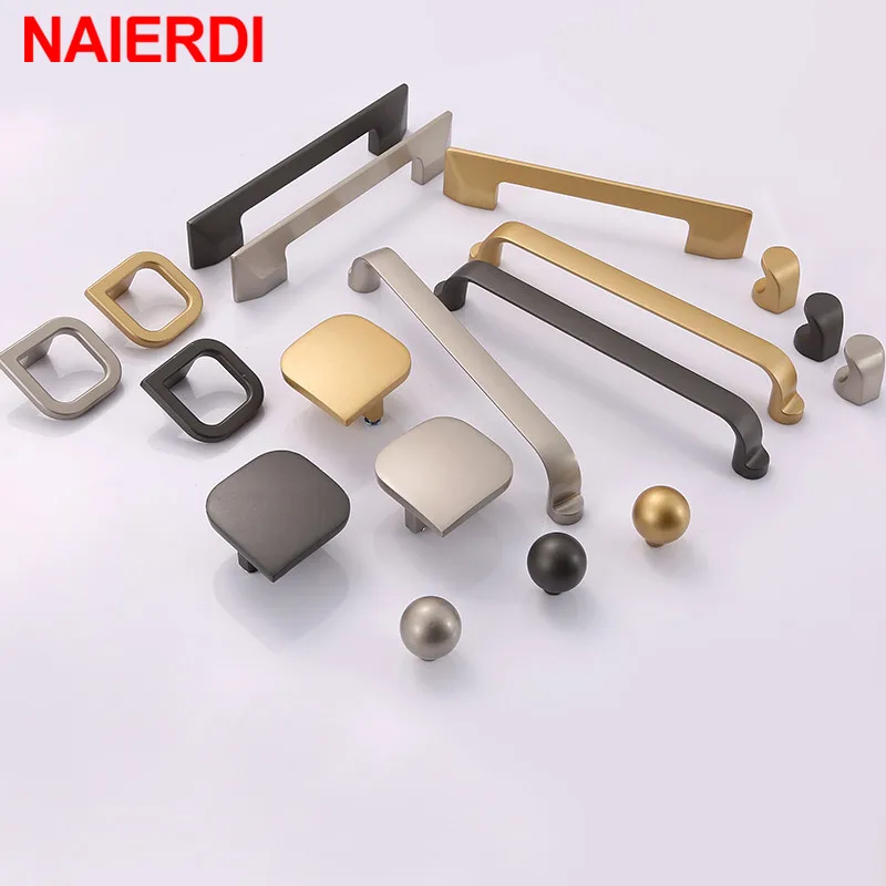 NAIERDI Европейский стиль ручки шкафа Золото Черный твердый цинковый сплав кухонный