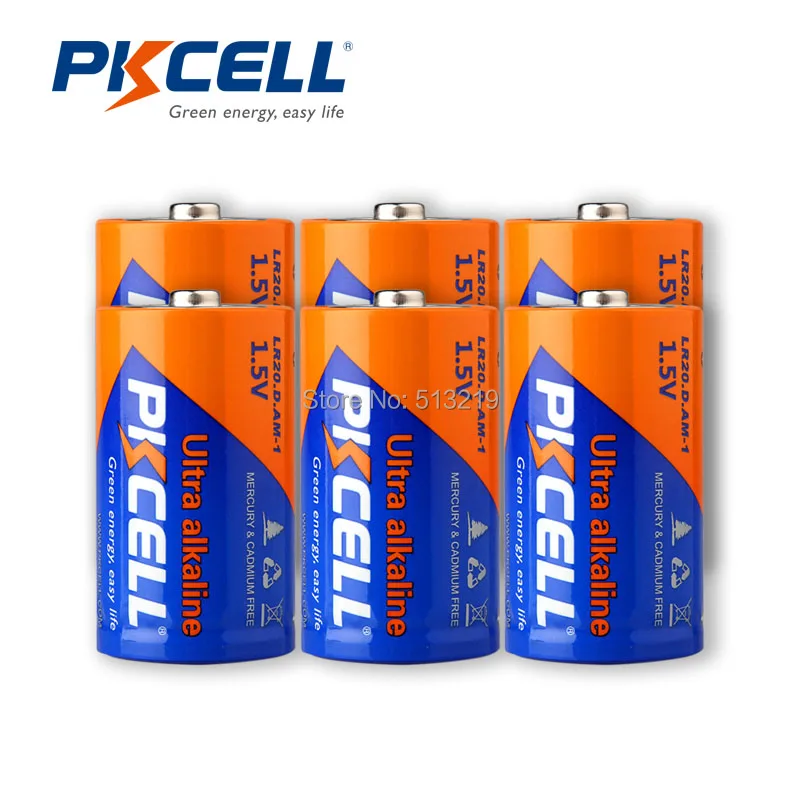 6 щелочных аккумуляторов AM 1 LR20 MN1300 R20 R20P для фонариков игрушек громкоговорителей