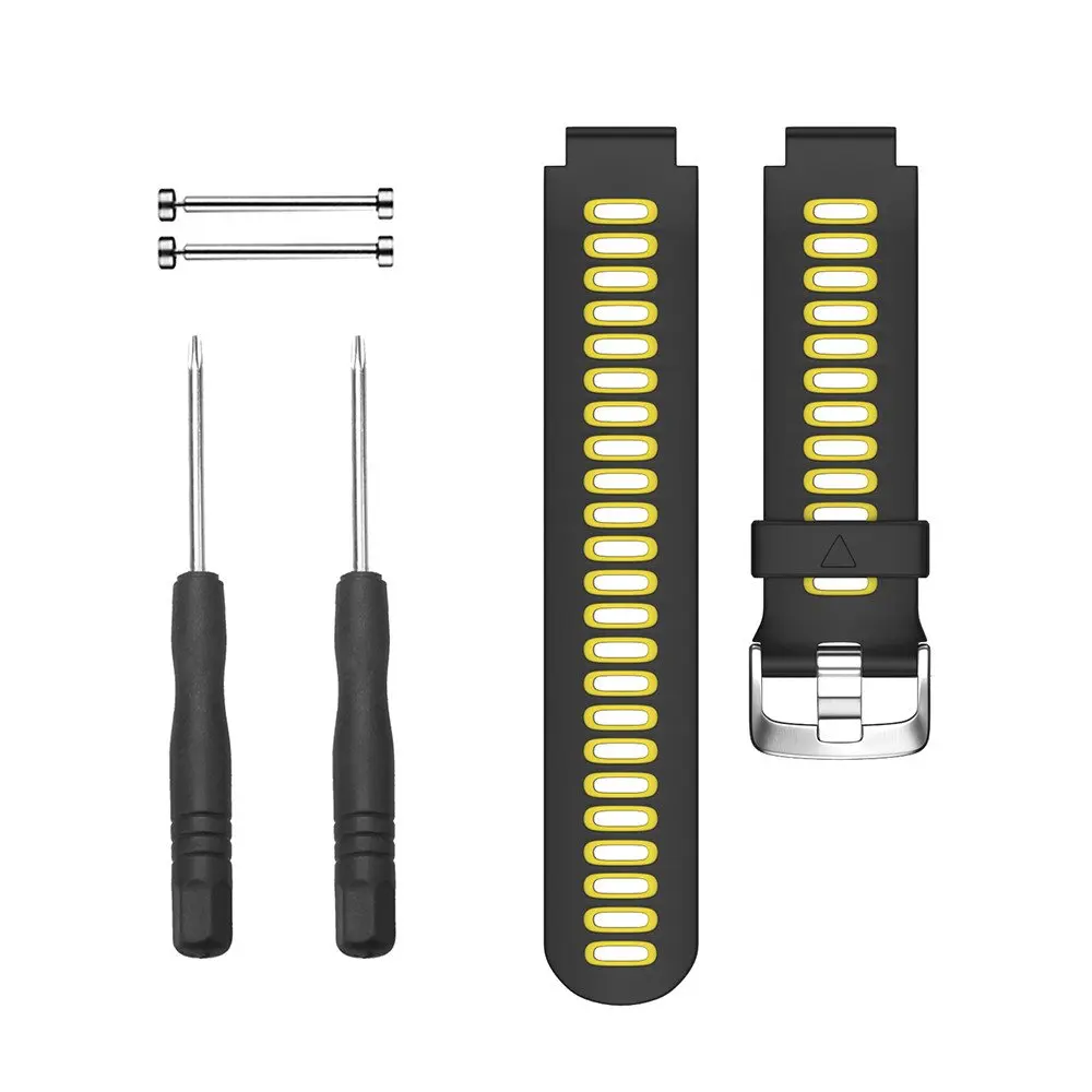 Black with Yellow Смарт-часы ремешок для смарт-часов Garmin 235 Band Силиконовый браслет на запястье браслет для наручных часов Garmin Forerunner 230/220/235/620/630/735XT аксессуар - Цвет: Black with Yellow