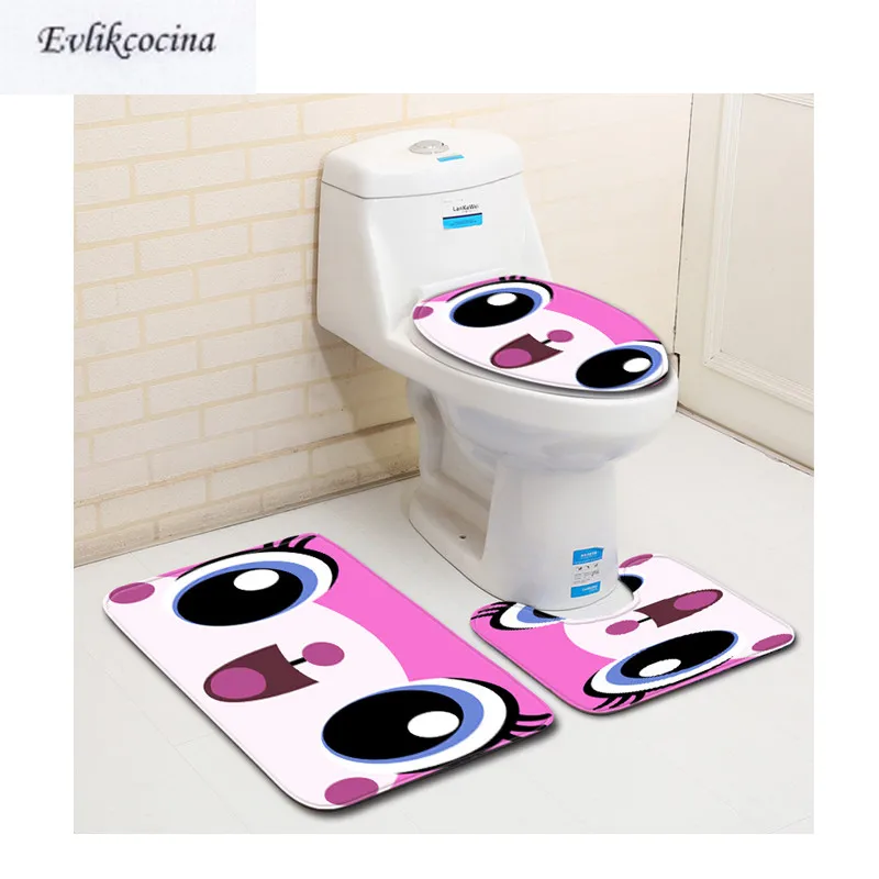 Бесплатная доставка 3 шт. милый розовый коврик для ванной комнаты нескользящий