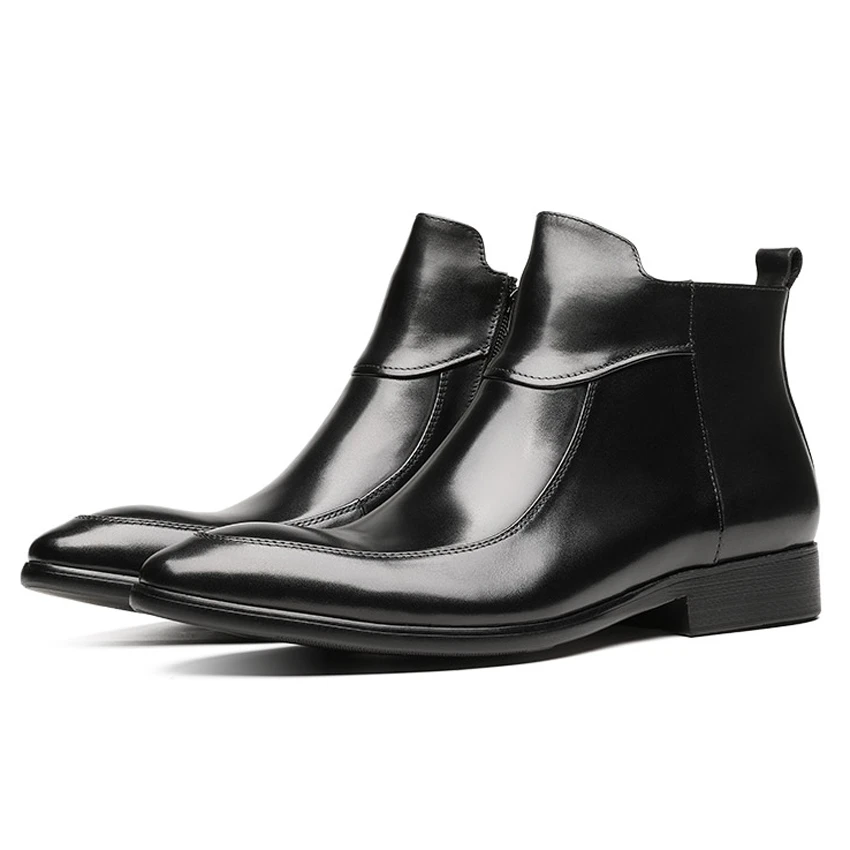 2019 классические мужские ботильоны из натуральной кожи с острым носком обувь