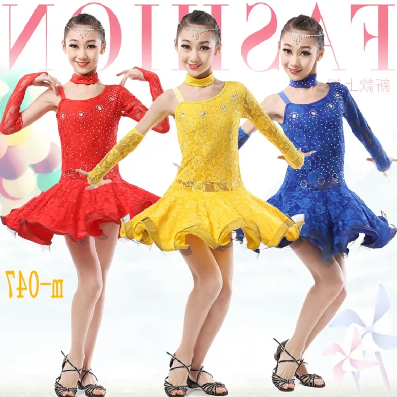 Dans/кружевное платье для латинских танцев девочек Юбка Платья соревнований
