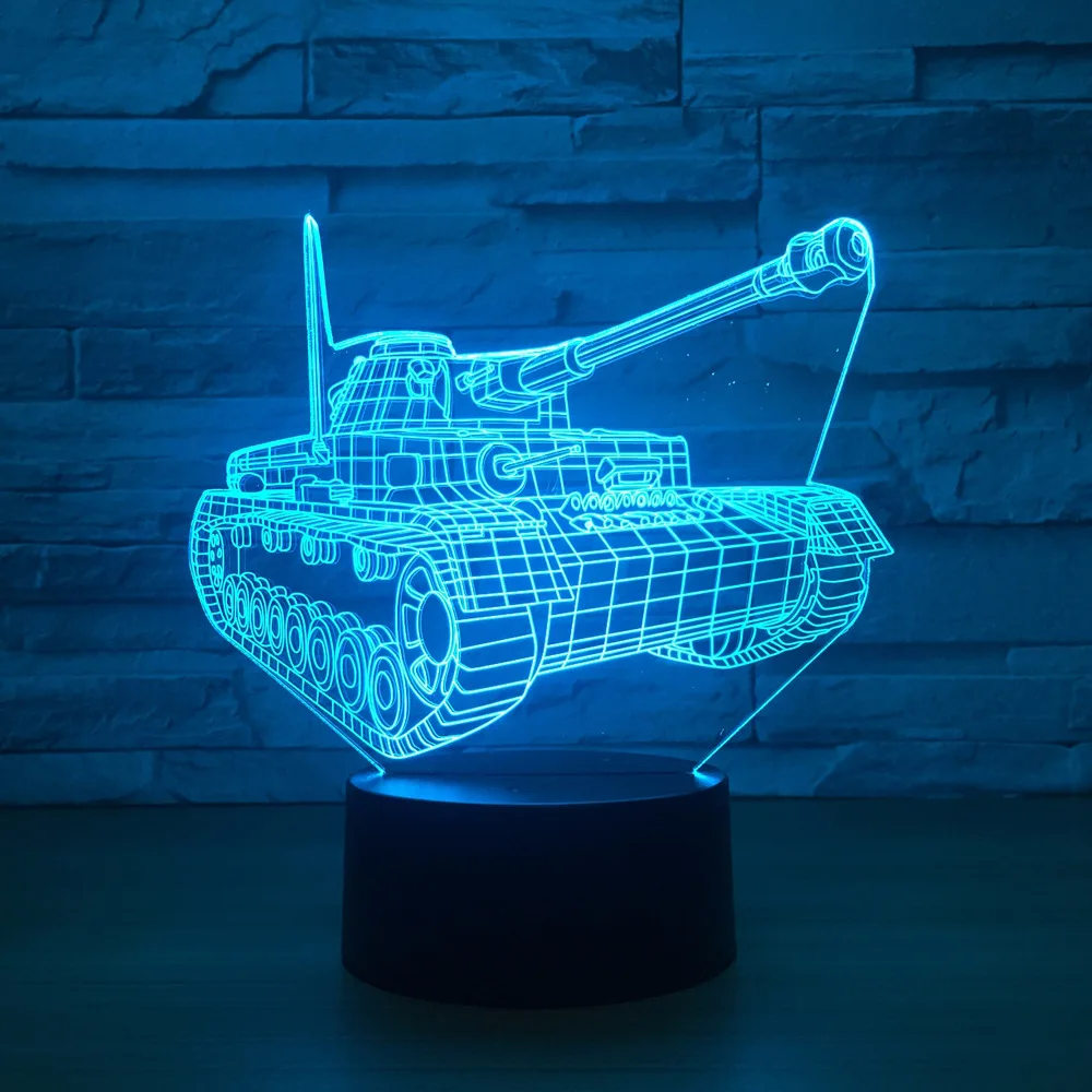 Новинка 2018 модель резервуаров акриловый светодиодный 3D ночник 7 цветов изменение
