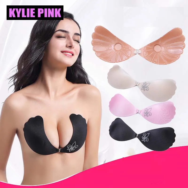 Женский невидимый бюстгальтер KYLIE розовый самоклеящийся без бретелек с эффектом
