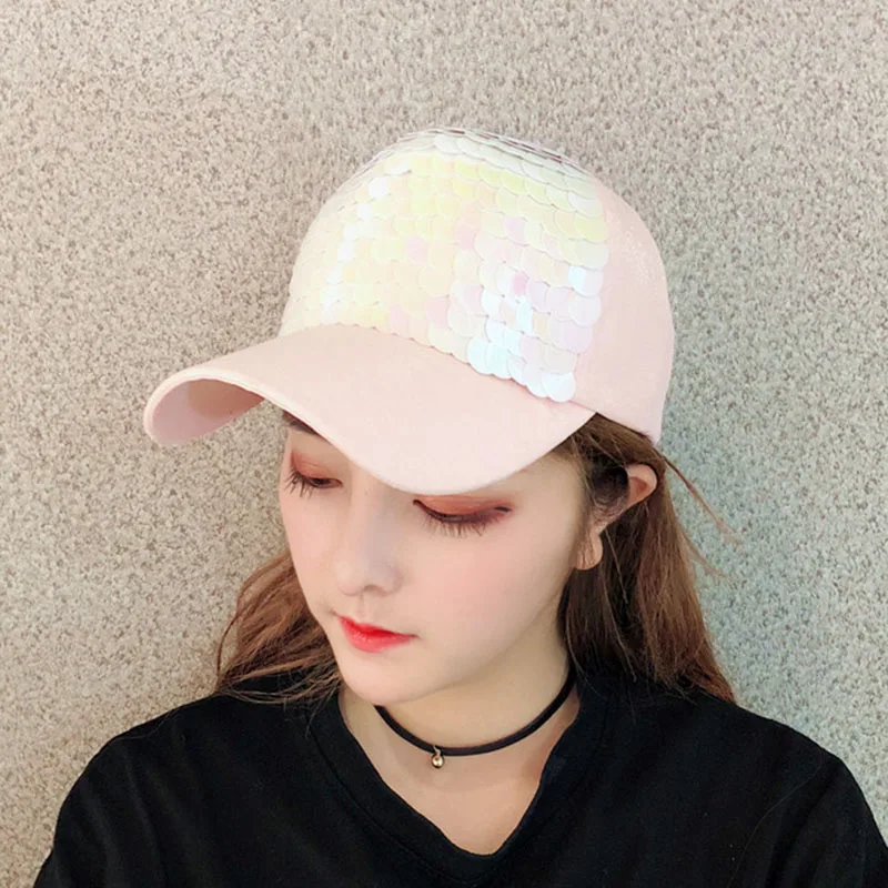 Новая шляпа женские бейсбольные кепки для девочек Кепка с блестками