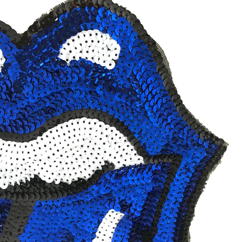 На заказ синий/красный язык расшитые блестками нашивки для одежды DIY шитье ремонт