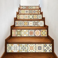 6pcsset arabian mosaic tile style stairs decorative stickers corridor staircase mural self adhesive decals for home diy decor