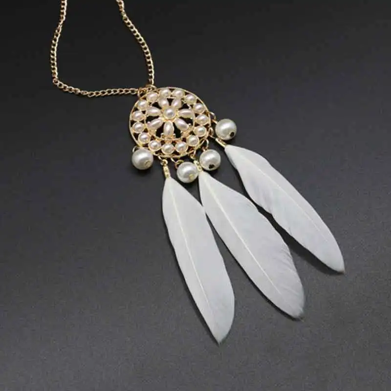 Богемное перо богемное винтажное ювелирное изделие имитация жемчуга Длинная