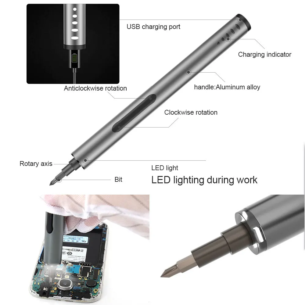 Электрическая отвертка с литиевой батареей набор 20 шт. Набор бит намагничиватель