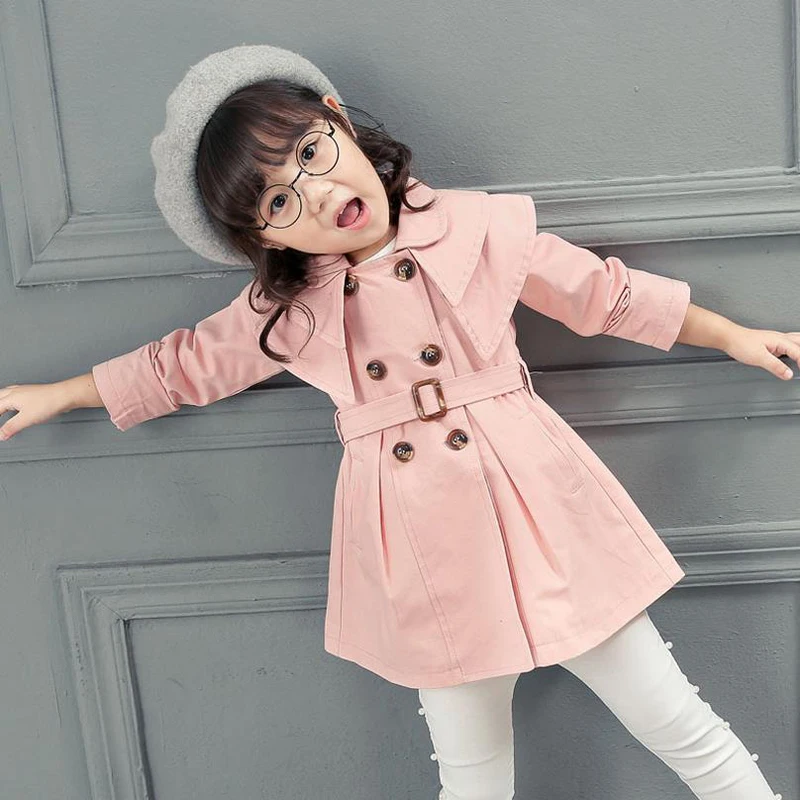 Осенний детский тренчкот с длинным рукавом и поясом XL213|girls trench|trench girltrench coat girls |