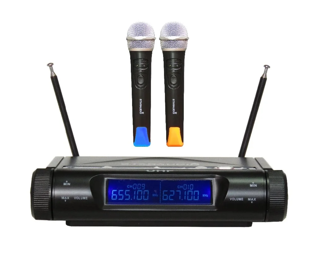 

Двухканальный UHF Ручной микрофон, профессиональный 2CH Беспроводной легко Применение с несколькими Системы микрофона караоке SMU-2020A